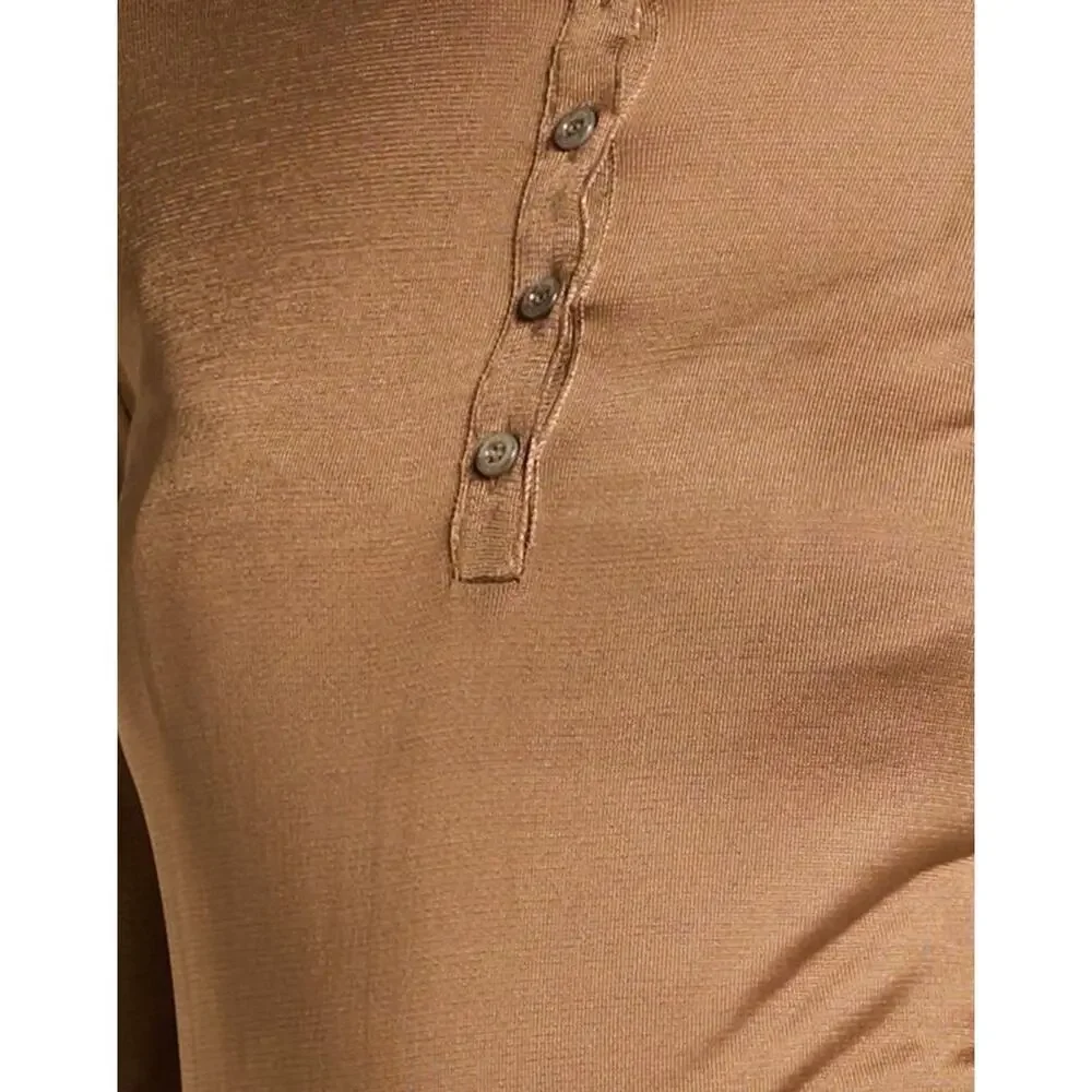 NWT Saint Laurent YSL Henley Bodysuit Size S Brown Long Sleeve $1,800 - Picture 4 of 8